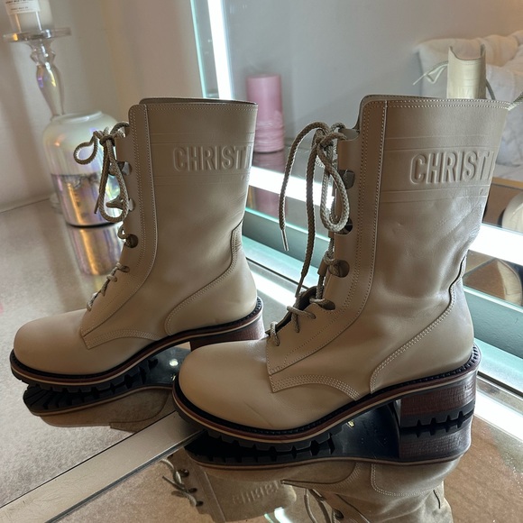 Dior Cream Combat Boots - Picture 9 of 9